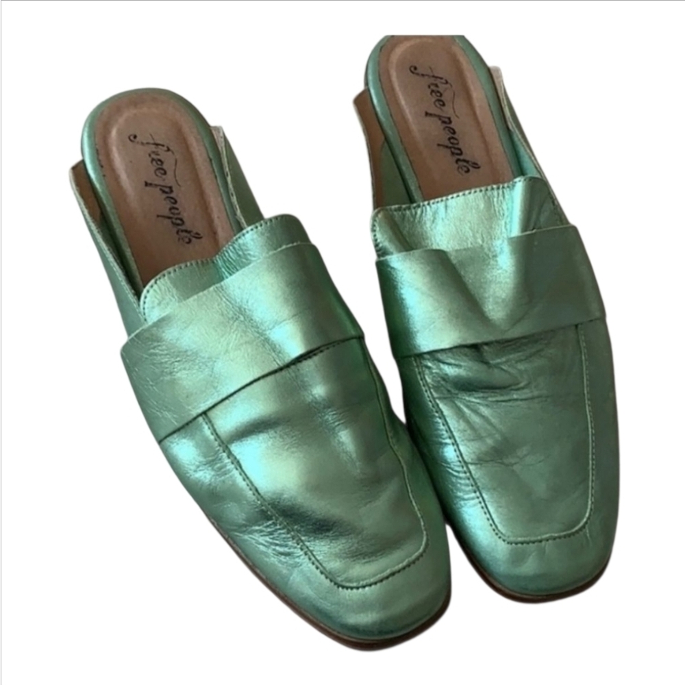 Free People At Ease Loafer/Mules/Slides, Green, Size 11~EUC